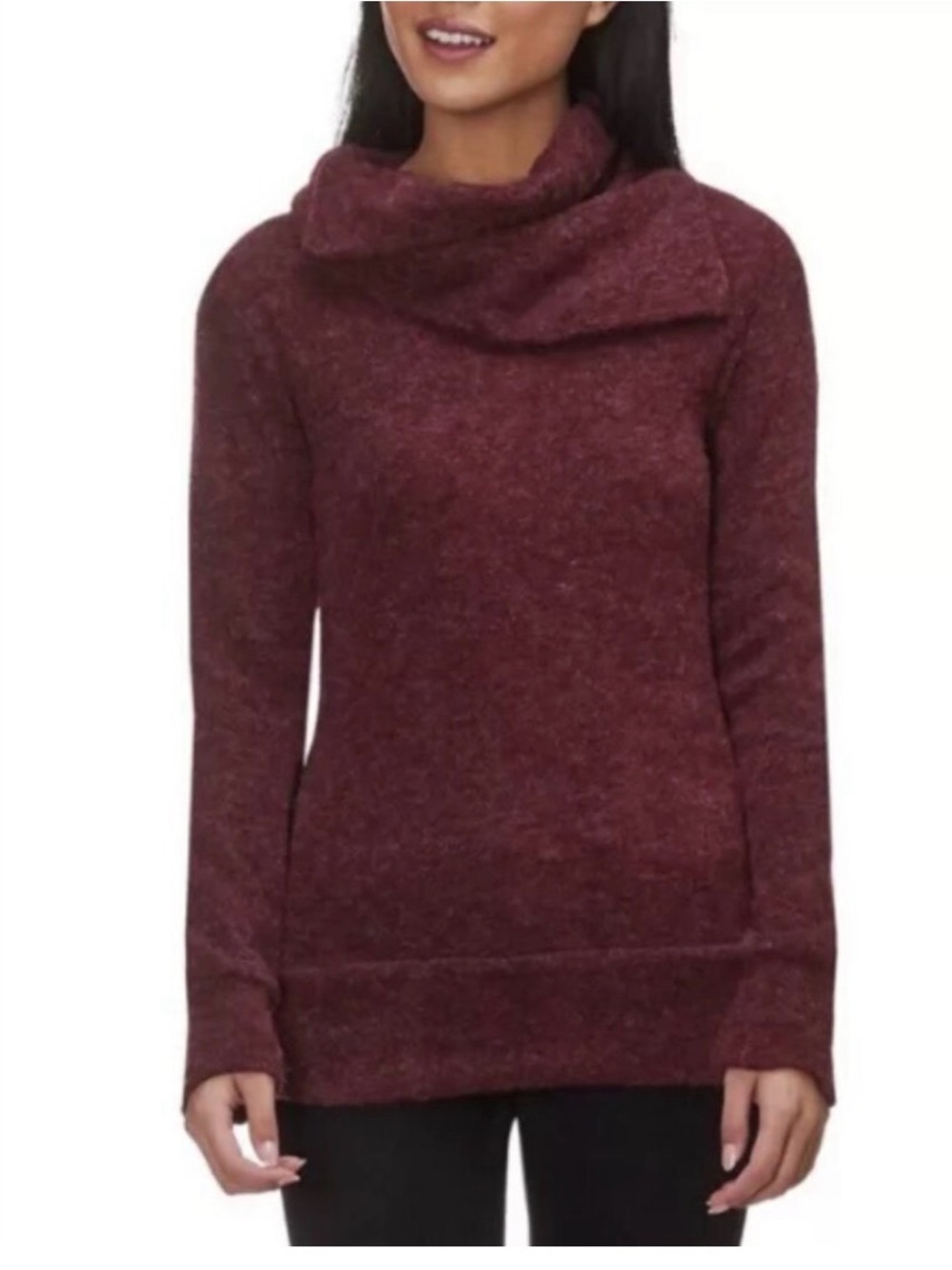 Kavu Sweetie Cowl Neck Pullover Sweater in Marled Maroon Medium EUC